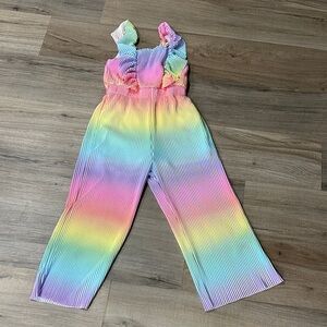 Kids Rainbow Pleated Jumpsuit - Pastel Multi